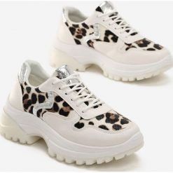 Białe Sneakersy Mayflower. Białe buty sportowe damskie Renee, z nadrukiem, sportowe. Za 99,99 zł.