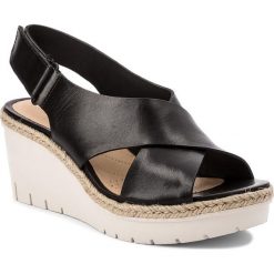 Espadryle CLARKS - Palm Glow 261321314 Black Leather. Czarne espadryle damskie marki Clarks, bez wzorów, ze skóry, bez obcasa, na obcasie. W wyprzedaży za 269,00 zł.