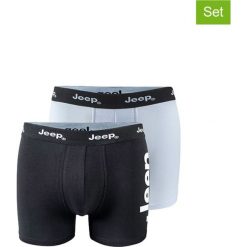 Bokserki (2 szt.) w kolorze czarno-białym. Czarne bokserki męskie Jeep, z nadrukiem. W wyprzedaży za 47,95 zł.