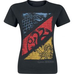 Gra o Tron Diagonal Sigils Koszulka damska czarny. Czarne koszulki damskie marki Gra o Tron, l, z nadrukiem, z okrągłym kołnierzem, bez rękawów. Za 74,90 zł.