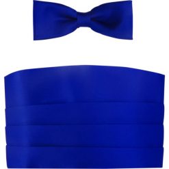 Kobaltowy - niebieski pas smokingowy z muchą slim. Niebieskie muszki męskie Modini Moda Męska, na co dzień, bez wzorów, z poliesteru, eleganckie. Za 99,00 zł.