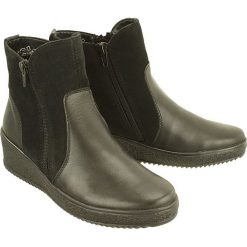 RIEKER Y4483-00 black, botki damskie. Czarne botki damskie Rieker, z wełny, bez obcasa, na zamek. Za 329,90 zł.