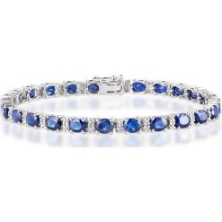 Unikalna Bransoletka Białe Złoto - złoto białe 585, Diament 0,26ct,szafir. Bransoletki damskie W.KRUK. Za 10990,00 zł.