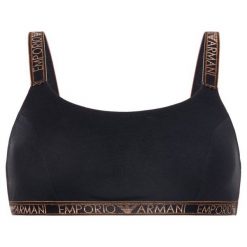 Biustonosz top Emporio Armani Underwear 164277 9A225 00020. Czarne biustonosze Emporio Armani Underwear, bez wzorów, z elastanu. W wyprzedaży za 129,00 zł.