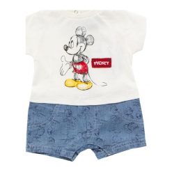 Cangurino Ubranko Chłopięce Mickey 74 Biały. Białe kombinezony niemowlęce Cangurino, bez wzorów, bez rękawów, bez kaptura. Za 99,00 zł.