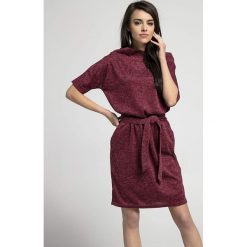 Sukienka w kolorze bordowym. Czerwone sukienki damskie Jesienny butik, na co dzień, s, bez wzorów, bez kołnierzyka, bez rękawów, mini, proste. W wyprzedaży za 99,95 zł.