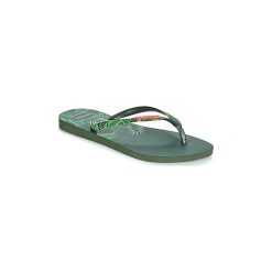Japonki Havaianas SLIM SENSATION. Zielone klapki damskie Havaianas, bez wzorów, bez obcasa. W wyprzedaży za 111,20 zł.