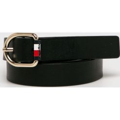 Tommy Hilfiger - Pasek skórzany. Czarne paski damskie TOMMY HILFIGER, w paski, ze skóry. Za 169,90 zł.