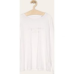 Pepe Jeans - Longsleeve dziecięcy Nuria LS 128-180 cm. Czarne bluzki dziewczęce Pepe Jeans, z aplikacjami, z bawełny, z okrągłym kołnierzem, z długim rękawem, długie, bez kaptura. W wyprzedaży za 59,90 zł.