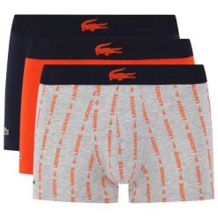 Komplet 3 par bokserek Lacoste 5H3415. Bokserki męskie Lacoste, bez wzorów, z elastanu. Za 189,00 zł.