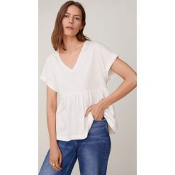 Mango - T-shirt Vikydoll. Pomarańczowe bluzki damskie Mango, s, bez wzorów, z bawełny, casualowe, bez kołnierzyka, z krótkim rękawem. Za 49,90 zł.