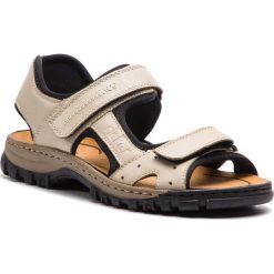 Sandały RIEKER - 25084-60 Beige. Brązowe klapki męskie marki Rieker, bez wzorów, ze skóry. Za 239,00 zł.