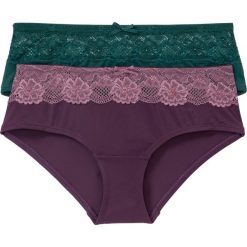 Figi "panty" (2 pary) bonprix czarny bez - matowy jeżynowy + zielony. Fioletowe panty damskie bonprix. Za 39,98 zł.