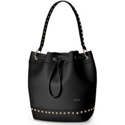 Torebka shopper Felice FB40 czarna - Beżowy. Brązowe torby damskie na zakupy Felice, z aplikacjami, ze skóry ekologicznej, zdobione, bez dodatków. Za 89,99 zł.