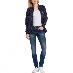 Dżinsy "Melinda" - Skinny fit - w kolorze niebieskim. Niebieskie rurki damskie marki Cross Jeans, z aplikacjami. W wyprzedaży za 136,95 zł.