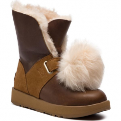 Buty UGG - W Isley Waterproof 1018217 W/Che. Brązowe buty zimowe damskie Ugg, z materiału. Za 1249,00 zł.