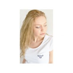 Plain White Woman. Białe t-shirty damskie marki Manitou, s, z haftami, z elastanu, bez kołnierzyka. Za 49,00 zł.