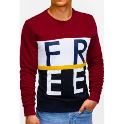Bluza męska bez kaptura z nadrukiem B928 - bordowa. Czerwone bluzy męskie Ombre Clothing, s, z nadrukiem, z bawełny, z kapturem, bez rękawów, bez kaptura. Za 39,00 zł.