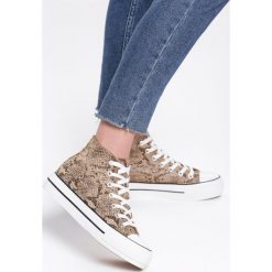 Brązowe Trampki Opportunity. Pomarańczowe trampki i tenisówki damskie Renee, bez wzorów, ze skóry, przed kolano, na sznurówki. Za 69,99 zł.