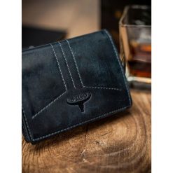 Portfel męski skórzany RFID Buffalo Wild granatowy - Niebieski. Niebieskie portfele męskie BUFFALO WILD, bez wzorów, ze skóry. Za 59,99 zł.