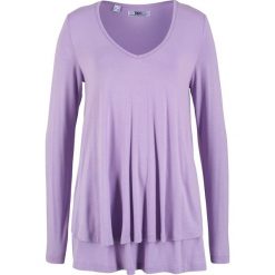 Shirt warstwowy, długi rękaw bonprix w kolorze bzu. Fioletowe koszulki damskie bonprix, bez wzorów, bez kołnierzyka, z długim rękawem. Za 49,99 zł.