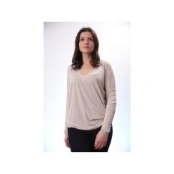 Bluzka Z LNEM letnia beż. Brązowe bluzki damskie Studio erer, s, bez wzorów, z jeansu, rockowe, bez kołnierzyka, bez rękawów. Za 199,00 zł.