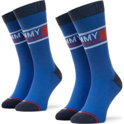 Zestaw 2 par wysokich skarpet unisex TOMMY JEANS - 100000398 Forever Blue 005. Niebieskie skarpetki damskie Tommy Jeans, bez wzorów, z elastanu. Za 59,00 zł.