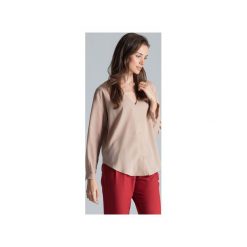 Koszula M671 Beż. Brązowe koszule damskie FIGL, xl, bez wzorów, z dekoltem w serek, z długim rękawem. Za 119,00 zł.