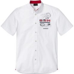 Koszula z krótkim rękawem i nadrukiem bonprix biały z nadrukiem. Białe koszule męskie bonprix, xl, z nadrukiem, sportowe. Za 54,99 zł.