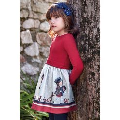 Mayoral - Sukienka dziecięca 92 - 134 cm. Niebieskie sukienki dziewczęce Mayoral, w paski, z elastanu, casualowe, z długim rękawem, długie, mini, rozkloszowane. W wyprzedaży za 119,90 zł.