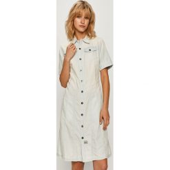 G-Star Raw - Sukienka. Niebieskie sukienki damskie G-Star RAW, na co dzień, s, bez wzorów, z bawełny, retro, bez kołnierzyka, z krótkim rękawem, krótkie, mini, proste. Za 559,90 zł.