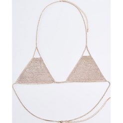 Łańcuszek na biustonosz lingerie valentines - Złoty. Żółte biustonosze marki Mohito. W wyprzedaży za 39,99 zł.