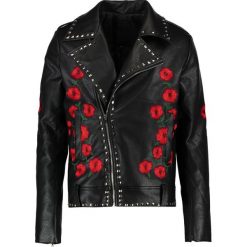 Kurtki męskie: Liquor N Poker ROSE EMBROIDERY Kurtka ze skóry ekologicznej black