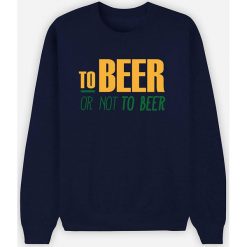 Bluza "To Beer or not to Beer" w kolorze granatowym. Niebieskie bluzy męskie Wooop, s, z nadrukiem, z okrągłym kołnierzem, bez rękawów, bez kaptura. W wyprzedaży za 87,95 zł.