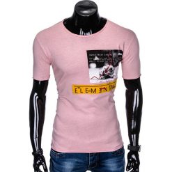 T-shirt męski z nadrukiem S985 - pudrowy róż. Różowe t-shirty męskie Ombre Clothing, s, z nadrukiem, bez kołnierzyka. Za 19,99 zł.