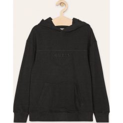 Guess Jeans - Bluza dziecięca 118-175 cm. Czarne bluzy chłopięce Guess Jeans, z aplikacjami, z bawełny, bez rękawów, z kapturem. Za 219,90 zł.