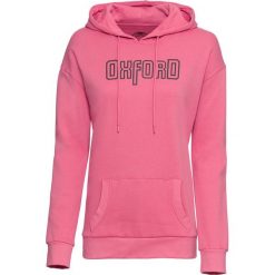 Bluza bawełniana oversize z nadrukiem, długi rękaw bonprix pastelowy jasnoróżowy z nadrukiem. Czerwone bluzy rozpinane damskie bonprix, z nadrukiem, z bawełny, z długim rękawem, długie. Za 89,99 zł.