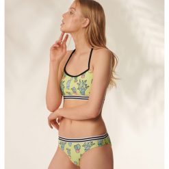 Stroje dwuczęściowe damskie: Bikini z nadrukiem w kaktusy – Zielony