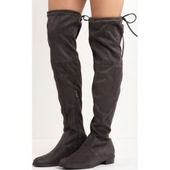 Kozaki Espresso Dark Grey. Brązowe buty zimowe damskie Born2be, z okrągłym noskiem, za kolano, na płaskiej podeszwie. Za 79,99 zł.