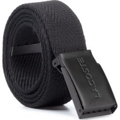 Pasek Męski LACOSTE - RC2116 Black 031. Czarne paski męskie Lacoste, w paski, z materiału. Za 199,00 zł.