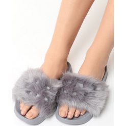Klapki damskie: Szare Klapki Fluffy Bunny