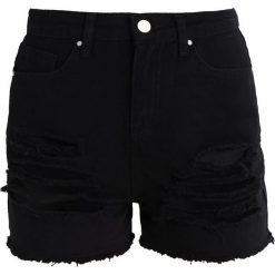 Bermudy damskie: Missguided Petite HIGH WAISTED SHREDDED Szorty jeansowe black