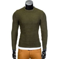 Swetry klasyczne męskie: SWETER MĘSKI E95 – KHAKI