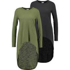 Bluzki asymetryczne: Noisy May NMMACE HIGH LOW 2 PACK Bluzka z długim rękawem black/ivy green