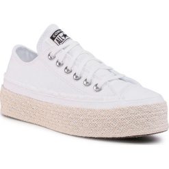 Espadryle CONVERSE - Ctas Espadrille Ox 567686C White/Black/Natural. Białe espadryle damskie Converse, bez wzorów, z tworzywa sztucznego, bez obcasa, na płaskiej podeszwie. Za 379,00 zł.