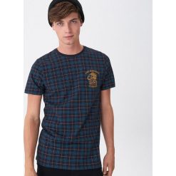 T-shirt w kratkę - Granatowy. Niebieskie t-shirty męskie House, s, w kratkę, bez kołnierzyka. Za 49,99 zł.