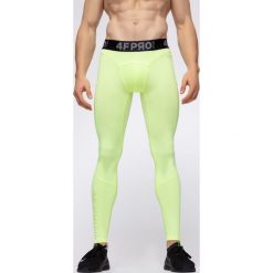 Getry baselayer męskie 4FPro SPMF405 - żółty neon. Żółte getry męskie termoaktywne m, z nadrukiem, z satyny, sportowe, na fitness i siłownię. W wyprzedaży za 59,99 zł.