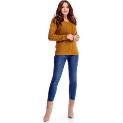 Sweter z warkoczami żółty. Żółte swetry damskie Tagless, l, z wełny. Za 122,54 zł.