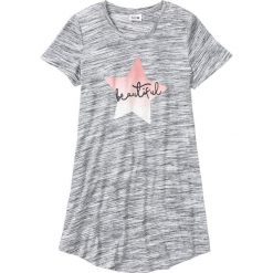 Koszula nocna bonprix melanżowy z nadrukiem. Szare koszule nocne damskie bonprix, z nadrukiem, sportowe, z okrągłym kołnierzem. Za 44,99 zł.