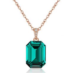 Naszyjniki damskie: Naszyjnik „Laverna Emerald” z zawieszką – dł. 43 cm